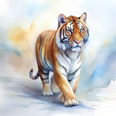 Obraz premium tiger. watercolor art illustration.