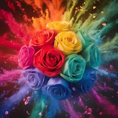 Different types of Color powder exploding background, Super slow motion of coloured powder explosion isolated on white background. Filmed on high speed cinema camera