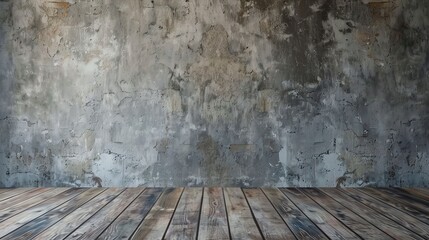 large empty space with concrete walls and wooden floor