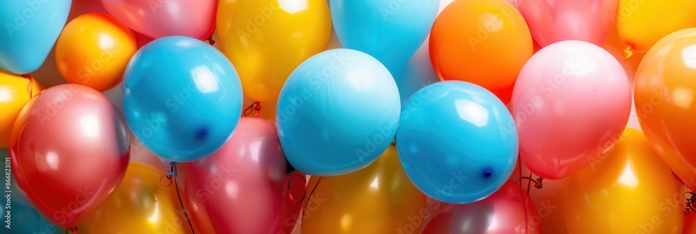 Aufkleber a close-up view of colorful balloons in an office setting, likely for a celebration or event. genera