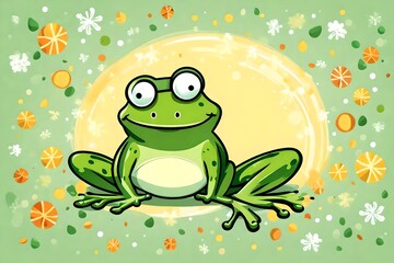 Cute frog Symbol of the day in a leap year, celebrating the frog jump event, on a festive background.