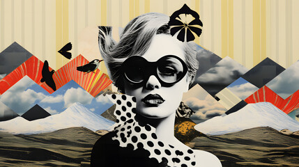 A bright, fabulous painting of a mysterious woman in the style of surrealism