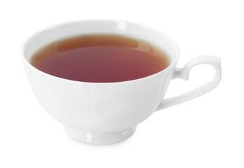 Tasty tea in cup isolated on white