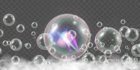 Air bubbles.Soap foam vector illustration on a transparent background.
