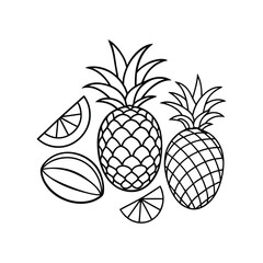 vector line art set of fruits