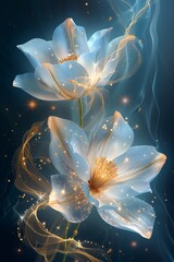 Elegant Abstract Flower With Golden Ribbon