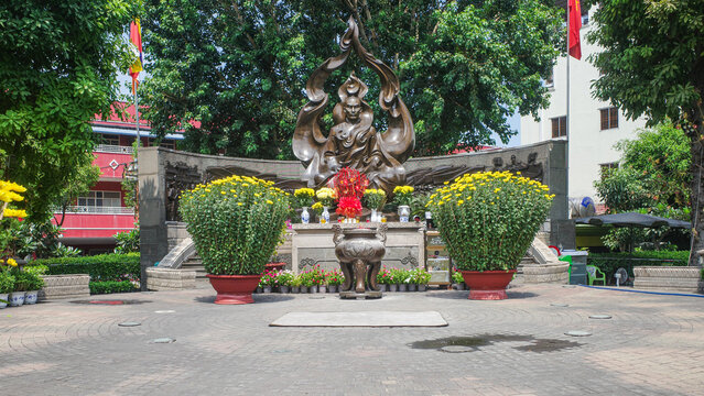 Ho Chi Minh City, Vietnam - 4 Feb, 2024: The Venerable Thich Quang Duc Monument, Ho Chi Minh City, Vietnam