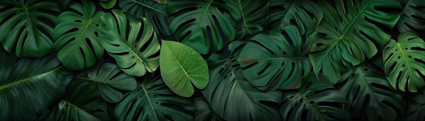 Lush green foliage with large leaves, creating a natural, textured background.