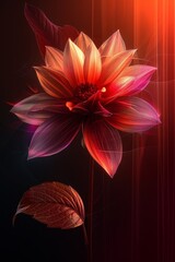 Fototapeta premium Elegant Red Flower With Golden Light