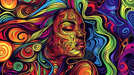 A woman feeling inspired by motivation  2D Abstract Doodle Art