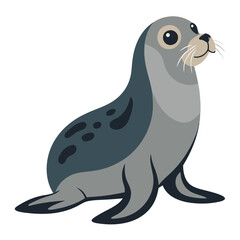 Fototapeta premium cute, cartoon-style illustration of a seal with large eyes and flippers.