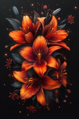 Obraz premium Elegant Orange Lilies Abstract Flower Frame