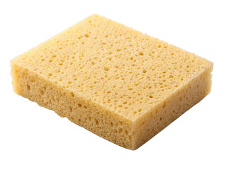 Yellow Cleaning Sponge With Porous Texture. The Sponge Is Square Shaped And Ideal For Various Household Cleaning Tasks. Isolated on transparent background, png.