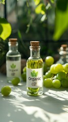 Bright and clean minimalistic design of “Organic” on a product label with a natural background. Isolated on a white background, emphasizing perfect white balance and simplicity.