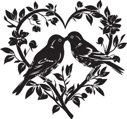 birds on tree Silhouette Vector Art Illustration 