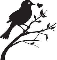 birds on tree Silhouette Vector Art Illustration 