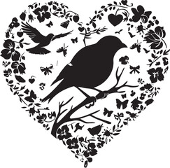 Silhouette Vector birds on tree 