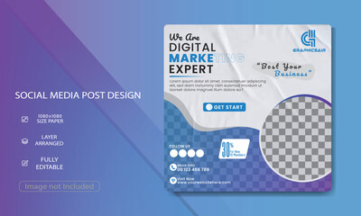 Social media post Set of Editable minimal square banner template.