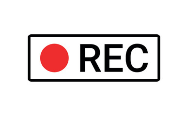 Recording sign icon. Red logo camera video recording symbol, rec icon