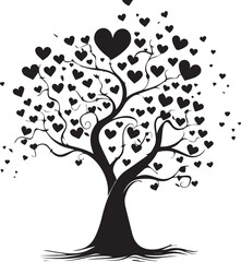 Obraz premium tree with hearts Silhouette Vector Illustration 