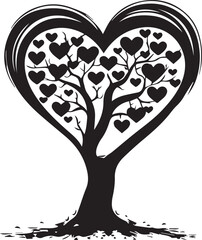 tree with hearts Silhouette Vector Illustration 