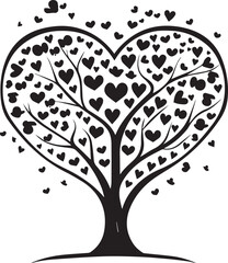 Obraz premium tree with hearts Silhouette Vector Illustration 