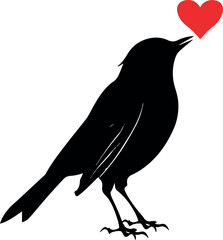 Love birds on a branch Silhouette Vector 