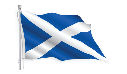 Scotland or Scottish flag waving on a flag pole.
