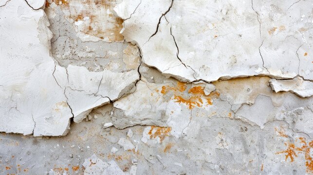 Cracked concrete wall repaired using white patching putty