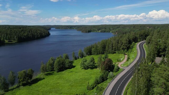 Aerial view of Nuuksio National Park, Finland on the summer
