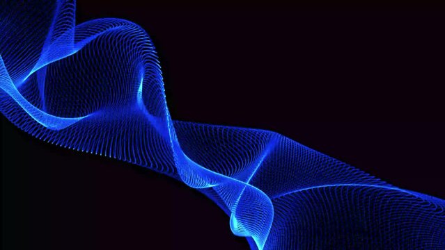 Abstract mir blue wave isolated on the black background.