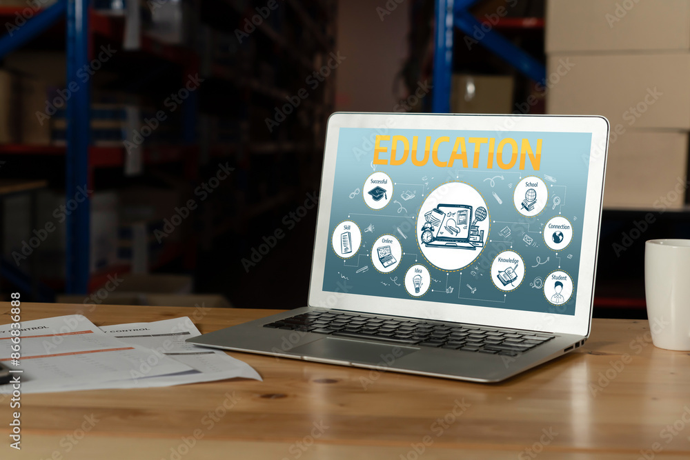 Poster e-learning website with sofware for student to study online on the internet network snugly