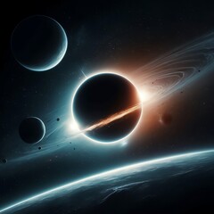 Obraz premium Solar system 3D render, Planet rotation trajectories, 3D Infographics, Solar system planets, Universe, Sun, Mars, Jupiter, Saturn, Neptune, Pluto, Venus, Mercury, Uranus