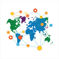 world map network with connections vector