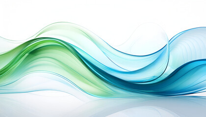 Abstract Green And Blue Waves On White Background