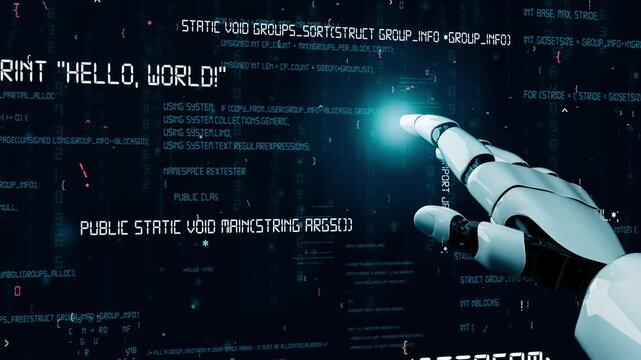 MLP Futuristic robot artificial intelligence revolutionary AI technology development and machine learning concept. Global robotic bionic science research for future of human life. 3D rendering graphic