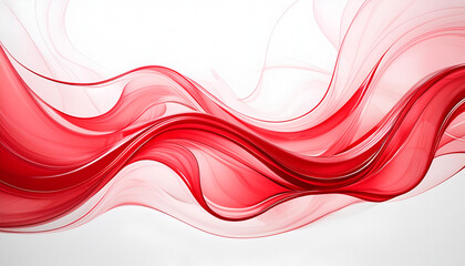 Abstract Red Wavy Lines Against White Background