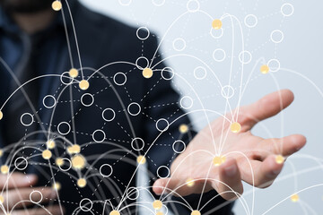Digital technology background. Network connection dots and lines.