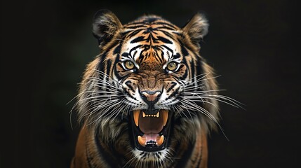 Obraz premium A tiger shows its strong teeth