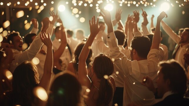 people dancing and celebrating wedding party.