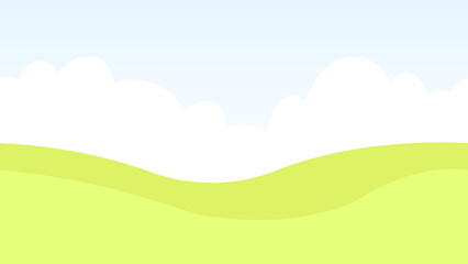 Obraz premium Spring bright seamless border of green field and sky with clouds