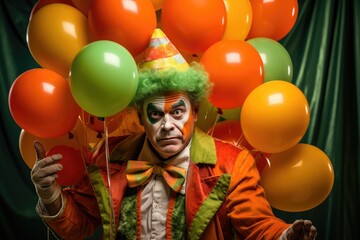 Clown sitting on the floor : white background