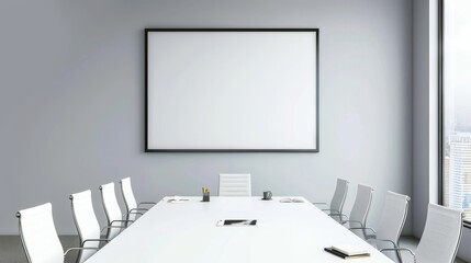 A white Mockup on the wall in the Office for negotiations. Image for advertising