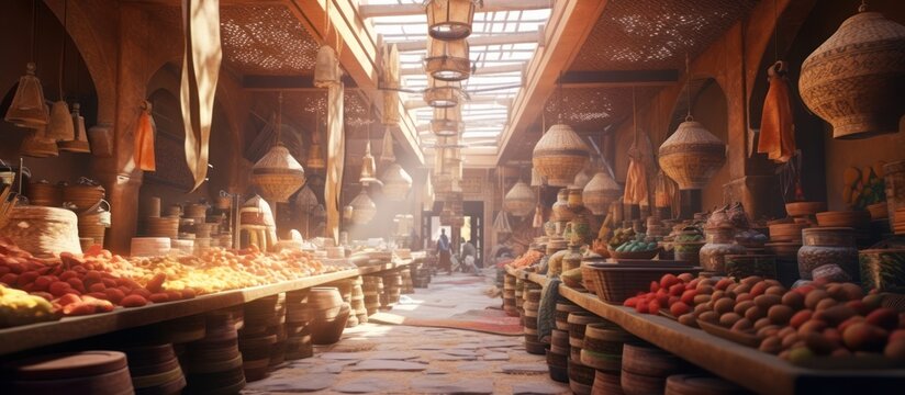 A bustling marketplace in an exotic locale