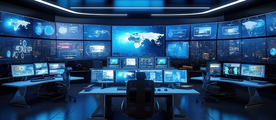 Futuristic Security Monitoring Room