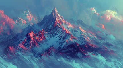 Obraz premium Anime Snowcapped Mountains
