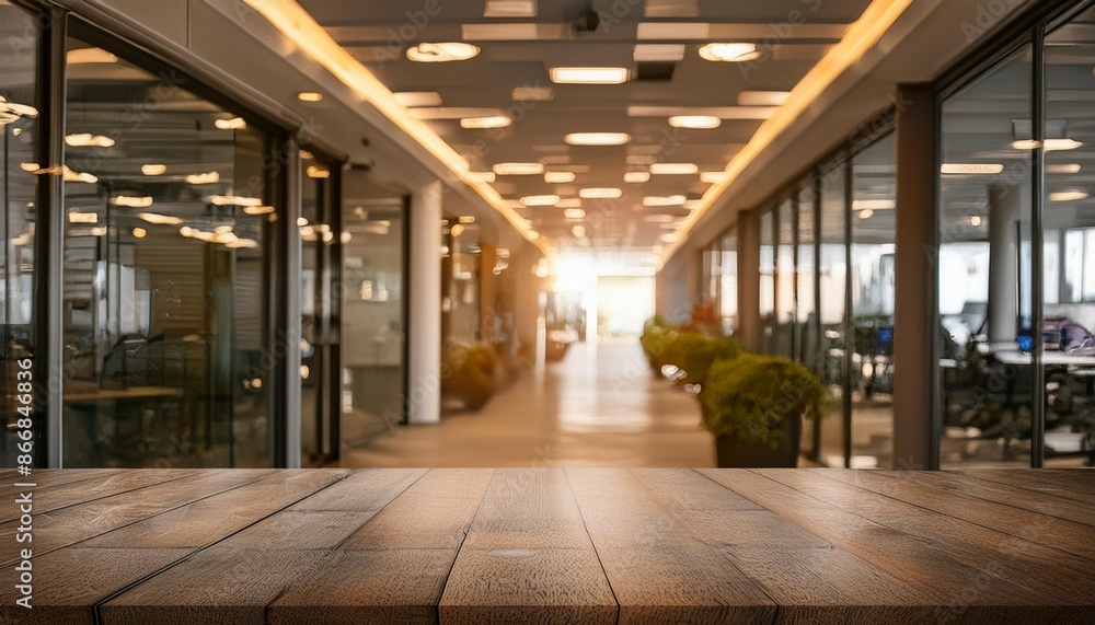 Aufkleber blurred empty open space office abstract light bokeh at office interior background for design