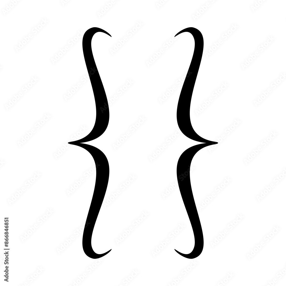 Poster curly bracket vector icon. parentheses, punctuation symbol isolated on white background. typography 
