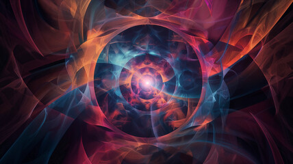 Abstract fractal art with vibrant colors and central glow