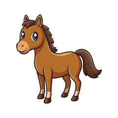 Cartoon brown horse isolated vector